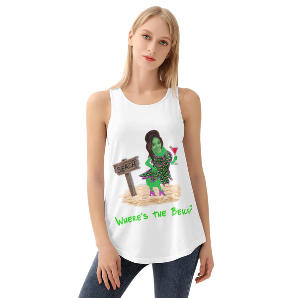 RoxzanoArt - "Beachy Pickles" (White - omen's All Over Print Vest)