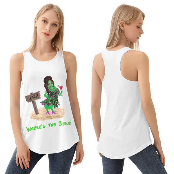 RoxzanoArt - "Beachy Pickles" (White - omen's All Over Print Vest)