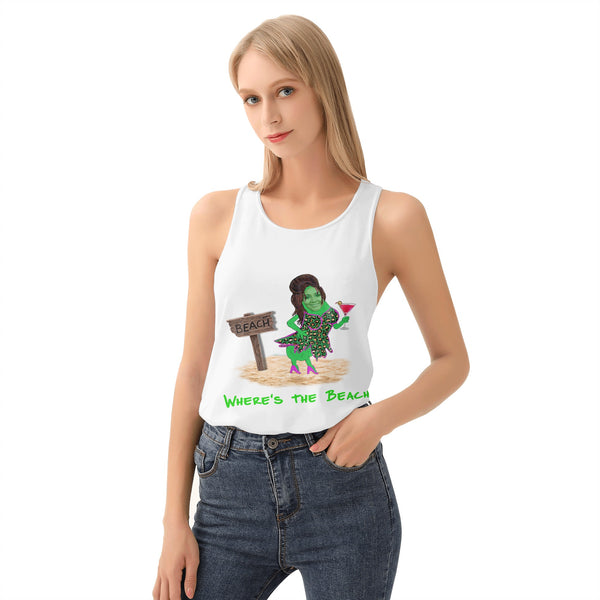 RoxzanoArt - "Beachy Pickles" (White - omen's All Over Print Vest)